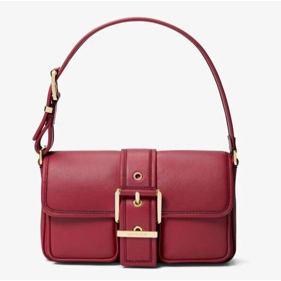 **NEW WITH TAGS** Michael Kors Colby 100% Leather Shoulder Bag - Deep Red - Picture 1 of 8